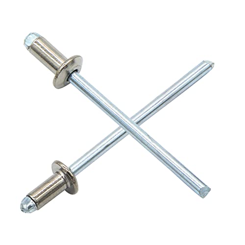 Piutouyar 100Pcs 1/8" x 1/4" Stainless Steel Pop Rivets Assortment, 3.2x6.4mm Dome Head Blind Rivets Metal Boat Rivet for Kayak, Canoe (Pack of 3) 1/8" x 1/4" (Pack of 3) Silver