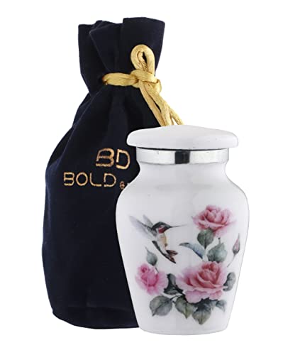 BOLD & DIVINE Beautiful Beautiful Hummingbird Small keepsake Urns | For Human and Pet Ashes | With Velvet Bag & Funnel - 1 Quantity Pearl White 4 Pieces