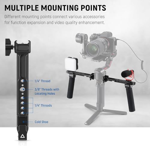 NEEWER Dual Handgrip Compatible with DJI RS5 RS4 RS4 Pro RS3 RS3 Pro RS2 RSC2 Ronin S SC Gimbal, Dual Handle Kit with 2 Mini NATO Rails, Quick Release NATO Clamps, 1/4" & 3/8" Threads, GA006