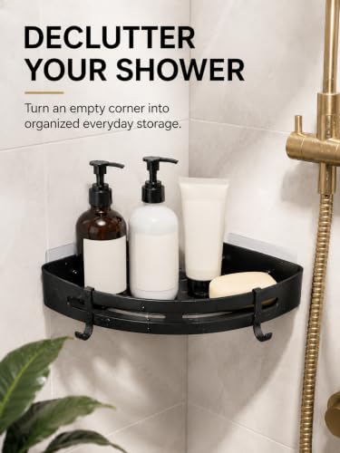 2-Pack Matte Black Corner Shower Caddy, Rustproof Example: 5 2CornerShowerCaddy