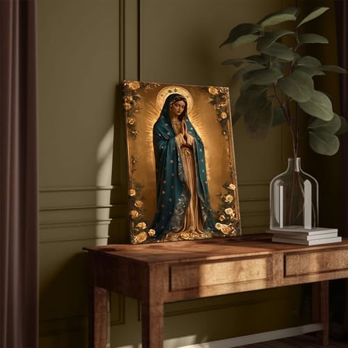 Our Lady of Guadalupe Canvas Wall Art Virgin Mary Wall Decor Picture Catholic Spiritual Poster Print Church Prayer Room Living Room Home Decoration 16x24in 24"L x 16"W