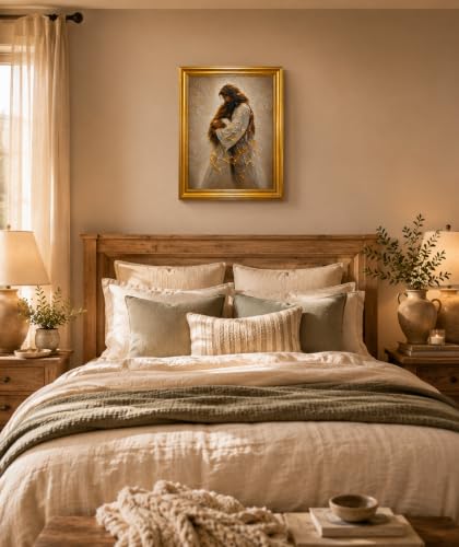 Christian Canvas Wall Art Framed Jesus Embrace Spiritual Artwork 16x12Inch Christian Texture Canvas 27 16"L x 12"W