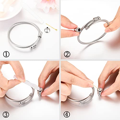 Abooxiu Stainless Steel Ash Bracelet for Men & Women - Memorial Ashes Holder, Filling at Both Ends Silver