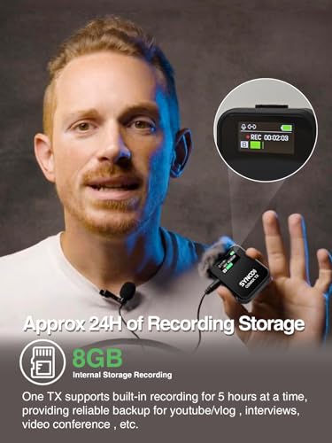 SYNCO G2A1 MAX Wireless Lavalier Microphone, 2TX+1RX, 8GB Recording G2A1MAX