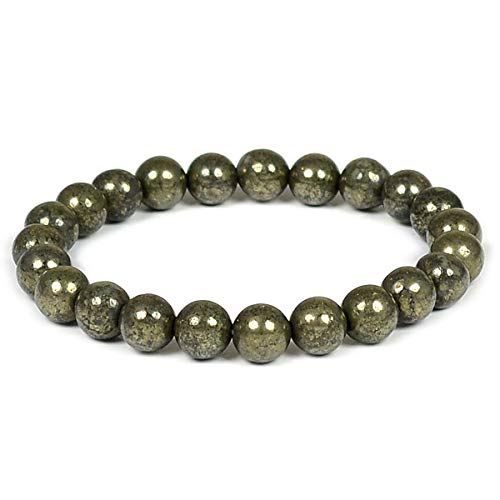 Reiki Crystal Products Natural Pyrite Bracelet 8mm for Reiki Healing and Vastu Correction Protection Concentration Spirituality and Increasing Creativity