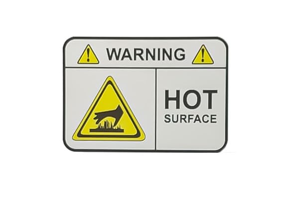 Warning Hot Surface - Metallic Label Set - Pack of 5 (3.5" X 2.5")