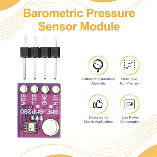 MECCANIXITY 4pcs GY-BME280 4Pin I2C IIC SPI Atmospheric Pressure Sensor Module 5V High Precision Altitude Atmospheric Pressure Temperature and Humidity Sensor with Header Pins & Jumper Wire 4