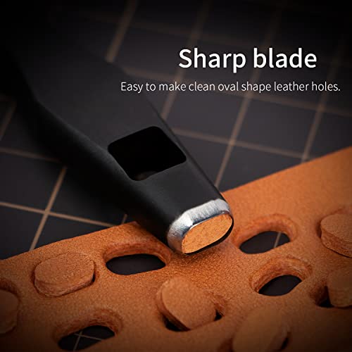 WUTA leather belt hole puncher, 5x8mm oval cutter for watch bands and leather crafting