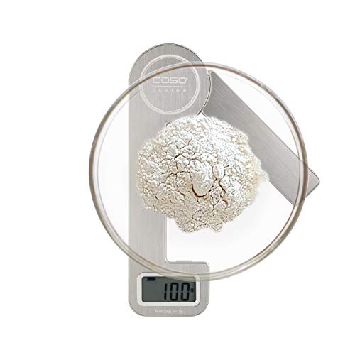 CASO Kitchen Ecostyle Design Kitchen Scales with Kinetic Energy, No Batteries Required, Up to 5 kg in 1 g Steps, Extra Flat, Stainless Steel