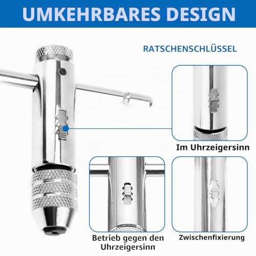Set of 2 tool holders for taps, adjustable tool holder, tap wrench for M3-M8/M5-M12 taps, material alloy steel thread cutter holder