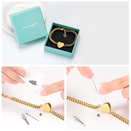 zeqingjw Heart Cremation Memorial Urn Bracelet for Ashes for Women Stainless Steel Adjustable Keepsake Bangle Cremation Memorial Ash Jewelry Gold