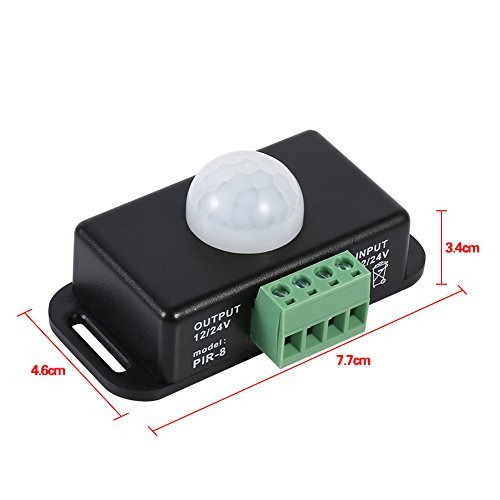 Qiilu Small 12V Motion Sensor 8×5×5DC 12V 24V Body Safety Infrared PIR Motion Sensor Detector Switch for LED Light Bar