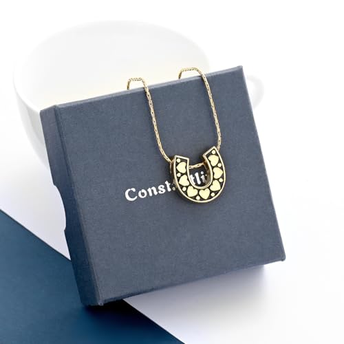 constantlife Cremation Jewelry for Ashes Horseshoe Urn Necklace for Women Men Human Pet Memorial Pendant Ashes Holder Funeral Keepsake Golden