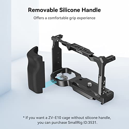 SMALLRIG ZV-E10 Cage with Silicone Handle and Lightweight Top Handle with 3/8"-16 Locating Pins for ARRI