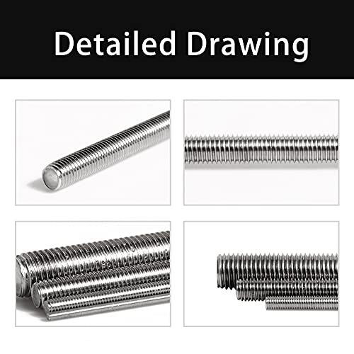 Feelers M20x250mm 304 stainless steel fully threaded rod with right-hand threads