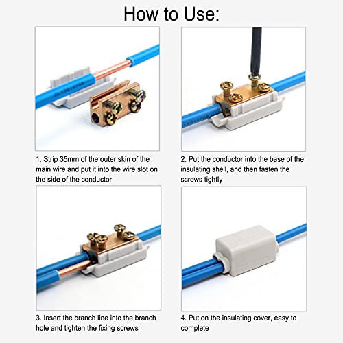 2-Piece Terminal Blocks High Performance Main Divider T Shape 1-in-2-Out Wiring Terminal Block Quick Splice Terminal Blocks Cable Connection Zk-1310 1000V 80A with Insulation Shell