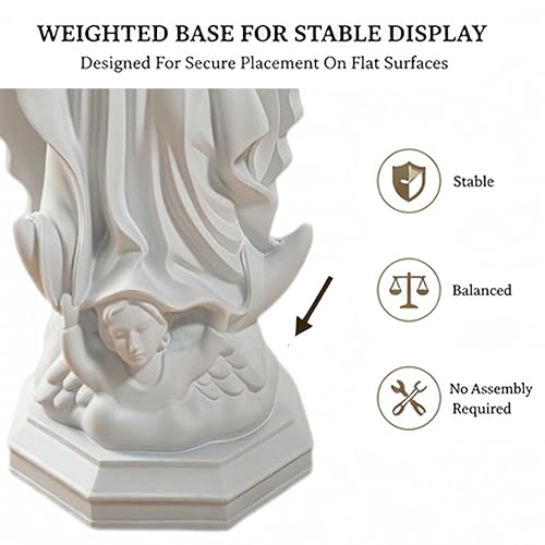 Our Lady of Guadalupe White Resin Statue 7.5in 1-Pack