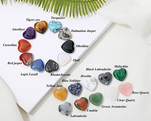 YATOJUZI 20PCS Natural Heart Crystals Stocking Stuffers Gifts for Women 1-20pcs 0.8 Inch
