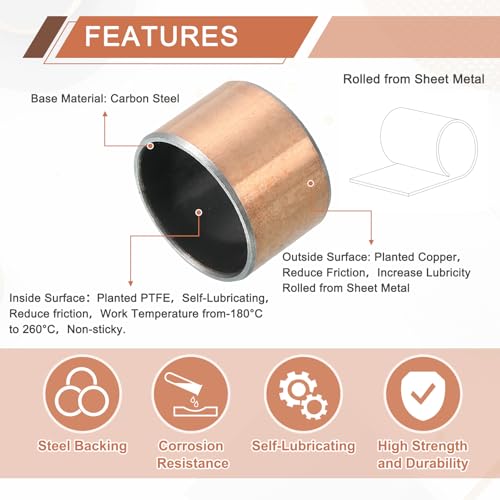 sourcing map 5 Pcs Sleeve Bearing 25mm Bore x 29mm OD x 19mm Length Plain Bearings Wrapped Oilless Bushings Self-Lubricating Bushings for Sliding Parts of Machinery 25mm x 29mmx 19mm
