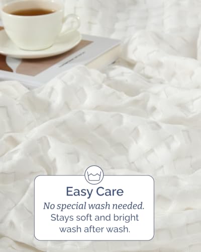 Cooling Waffle Blanket for Hot Sleepers - Throw Size, 50x60, Ivory 01 - Ivory Throw (50" x 60")