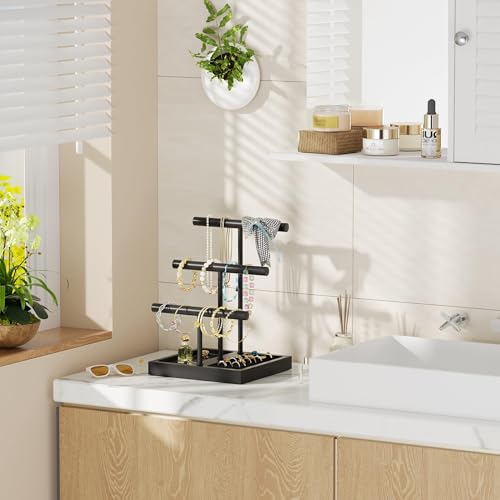 SZQINJI Jewelry Holder Organizer Bracelet Holder Display Stand 3 Tier Black