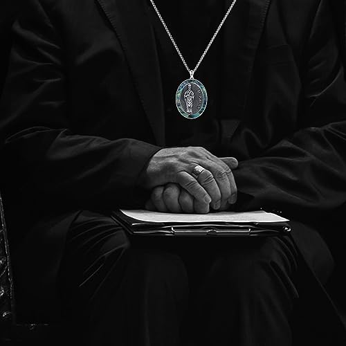 St Patrick Necklace for Men 925 Sterling Silver Saint Medals Patron Saint Patrick Religious Catholic Medal Protection Amulet Necklace Talisman Jewellery Gift Christmas for Men Women