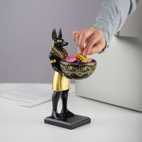 Anubis Statue with Bowl – 10” Resin Ancient Egyptian Egypt Decor