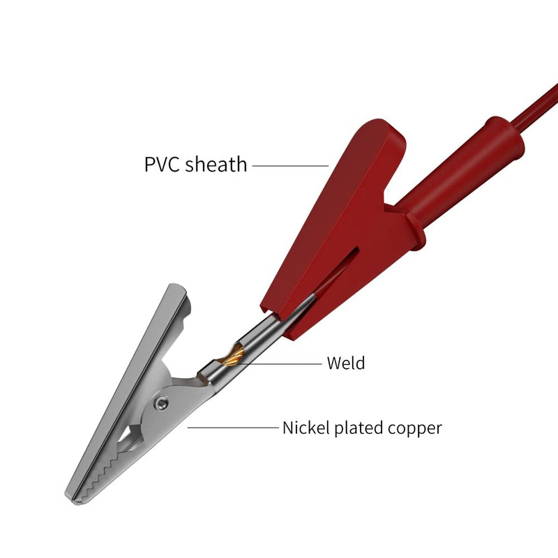 [Australia - AusPower] - 5pcs Alligator Clips Clamp Electrical Test Leads Dual Ended Crocodile Wire Cable with Fully Insulated Clips Test Flexible Copper Cable for Electrical Testing Jumper Wire3.3ft/1m 5pcs fully insulated 