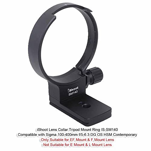 iShoot Tripod Mount Ring Lens Collar Compatible with Sigma 100-400mm f/5-6.3 DG OS HSM Contemporary (EF & F Mount Lens), Bottom is Arca-Swiss Fit Quick Release Plate for Arca Type Tripod Head Clamp