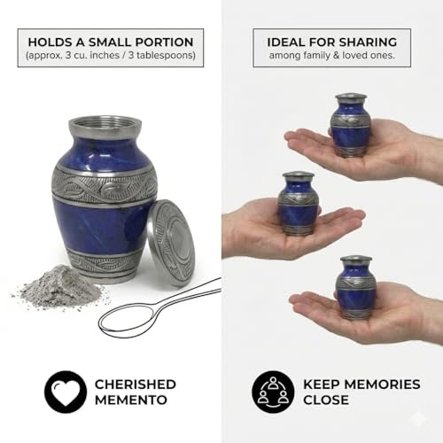 Keepsake for Human Ashes Adult, Burial Urns, Decorative Urn, Funeral Urns, Cremation Urn, Marble Finish with Box, Memorial Container for Adult, Infant & Pet Remains (Cosmic Blue, Keepsake) Cosmic Blue