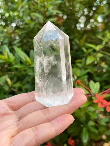 GAF TREASURES Premium Clear Quartz Obelisk, Standing Polished Clear Quartz Point (3-4 oz) 3-4 oz