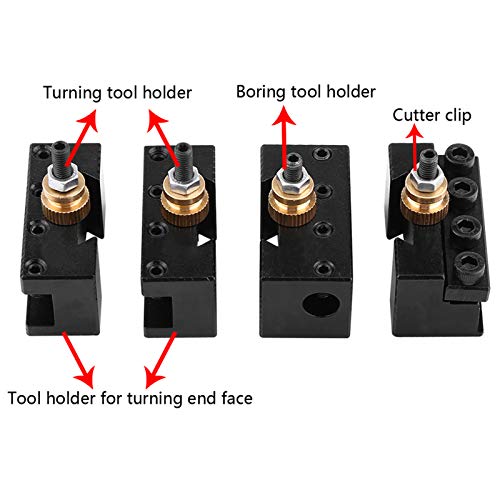 Greensen Tool Post Set Mini Lathe Tool Holder Post Cutter Holder Screw Kit Aluminum Alloy Boring Bar Turning Facing Holder Wrench Cutter Holders Aluminum