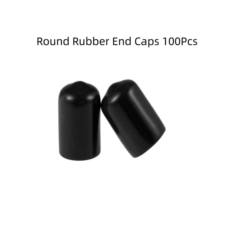 [Australia - AusPower] - Round Rubber End Caps 100 Pcs 3/8" (10mm) ID Vinyl Flexible Screw Thread Protectors Black Bolt End Caps for Metal Tubing Rod Bolt 