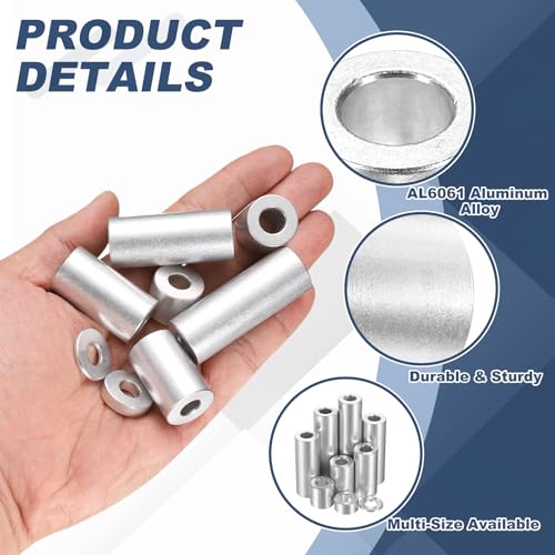 uxcell 8Pcs Aluminum Spacer 3/4" OD x 3/8" ID x 1-3/4" Length Screw Standoff Bushing Plain Finish Unthreaded Round Metal Spacer for Screws Bolts and Rods, Silver 1-3/4"