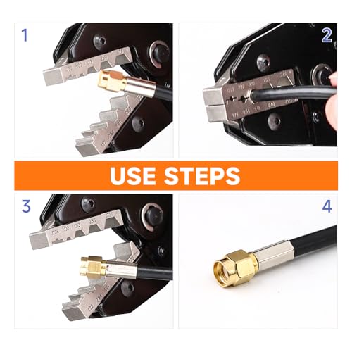 HKS L7 coaxial crimping tool for RG cables, LMR cables, and BNC connectors