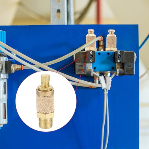 PATIKIL Air Pneumatic Silencer 4 Pieces Top Adjustable Air Flow Speed Controller G1/8 Male Thread Sintered Bronze Exhaust Silencer for Compressor Valves | Exhaust Silencer, Sintered Bronze, Top Adjustable Air Flow Speed Controller...