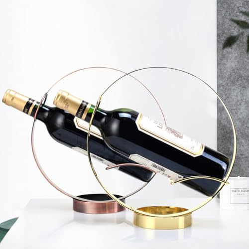 Metal Single Tabletop Wine Rack – Freestanding Countertop Decorative Wine Bottle Holder, Unique Wine Gifts and Accessories for Wine Lovers (2PCS Golden) 2pcs Golden