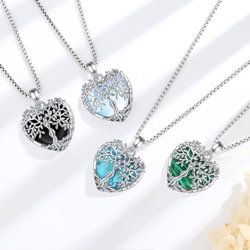 Vito Obsidian Tree of Life Pendant Necklace for Women Men