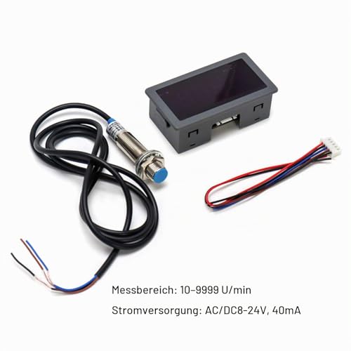 QWORK 4 Digital LED Display RPM Speed Meter Panel Inductive Hall Effect Sensor NPN Proximity Switch