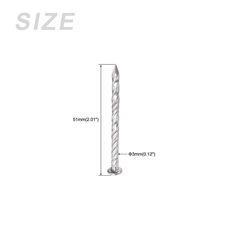 [Australia - AusPower] - Fence Deck Nails (51mmx3mm) 50Pcs, 304 Stainless Steel Spiral Shank Deck Nail - for House Repairing, Wall, Floor, Silver 