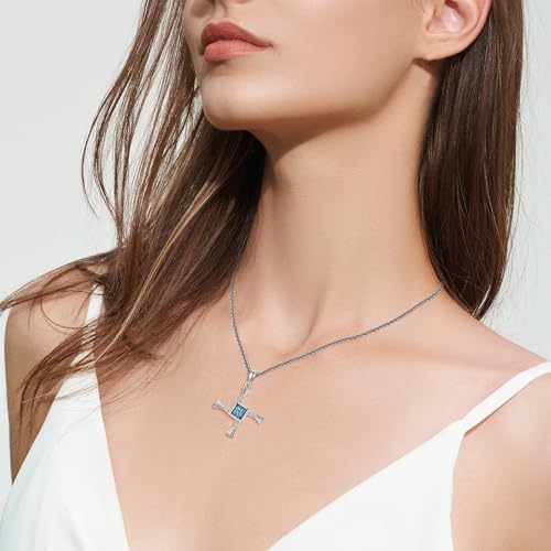 URONE Saint Brigid Cross 925 Sterling Silver Turquoise St Brigid Cross Pendant Religious Amulet Pagan Jewellery Gifts for Women Men