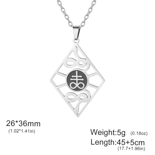 UNIFT Satanic Leviathan Cross Necklace for Women Men Stainless Steel Gothic Church of Satan Leviathan Cross Snake Pendant Necklaces Religious Amulet Jewelry silver