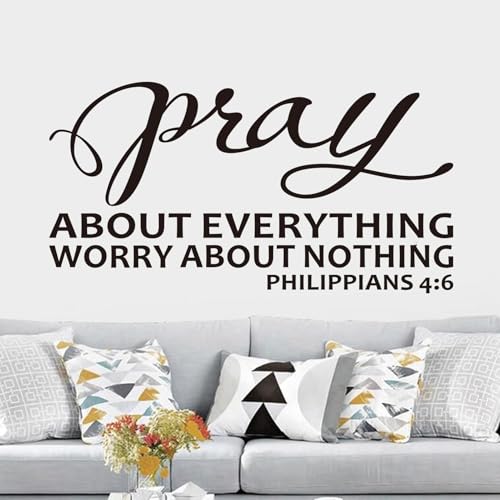 Bible Verse Wall Stickers for Bedroom: Christian Quotes Inspirational Living Room Vinyl Art Wall Decals - Pray About Everything 21" X 11" Small