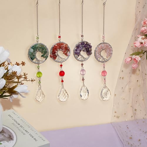 200 Pcs Sun Catcher Crystal DIY Tree of Life Sunshine Catchers Kit for Window Indoors DIY Sun Catchers Making Kits for Wall Hanging Dream Catchers for Car Rainbow Maker Garden Home Decor