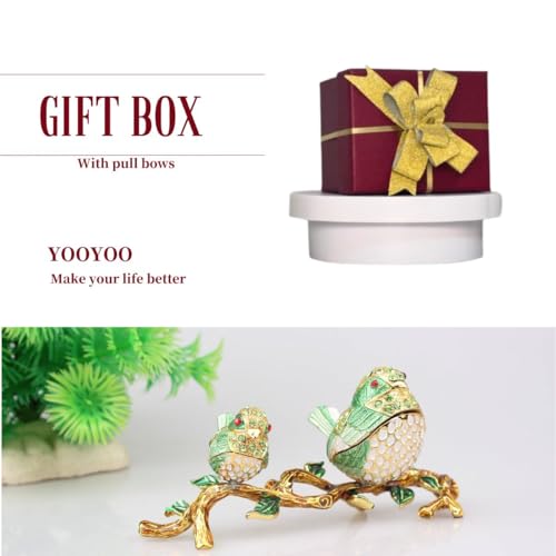 Lovebirds Trinket Boxes Hinged Couple Birds Enameled Songbirds Jewelry Box Animal Print - Lovebirds