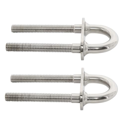 NovelBee 3/8-inch stainless steel U bolts and bow eye eyebolts for boats, 2-5/8-inch thread length, 4 pieces
