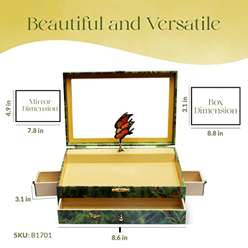 Enchantmints Musical Butterfly Jewelry Box Butterfly Spins to Music 3 Pullout Drawers