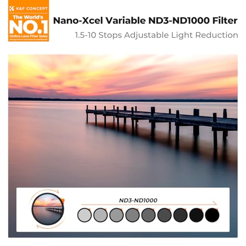 K&F CONCEPT 55mm Variable ND Camera Lens Filter ND3-1000 (1.5-10 Stops)