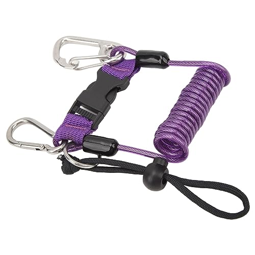 VGEBY Diving Camera Spring Rope, Stainless Steel Diving Anti Lost Hook Spring Rope Coiled Lanyard for Diving Outdoor Climbing Purple