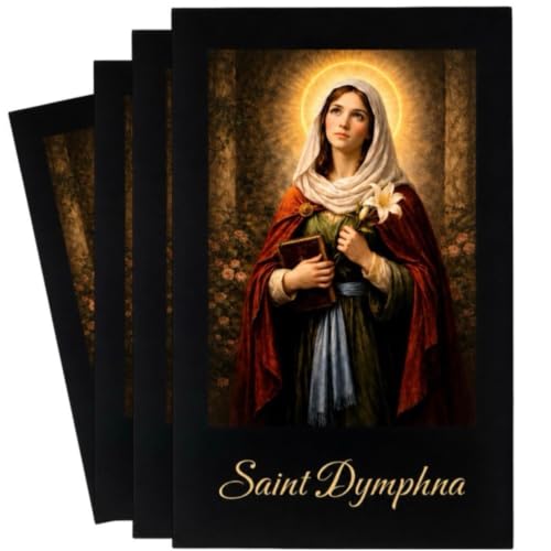 Westmon Works St. Dymphna 5 Medal Necklace Pendants for Women & Men, 1" Silver Oxidized Catholic Patron Saint Charm for Mental Health & Anxiety, Made in Italy – 5 Prayer Cards